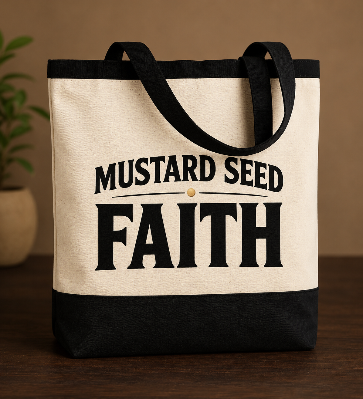 Mustard Seed Faith Co Tote Bag - Black