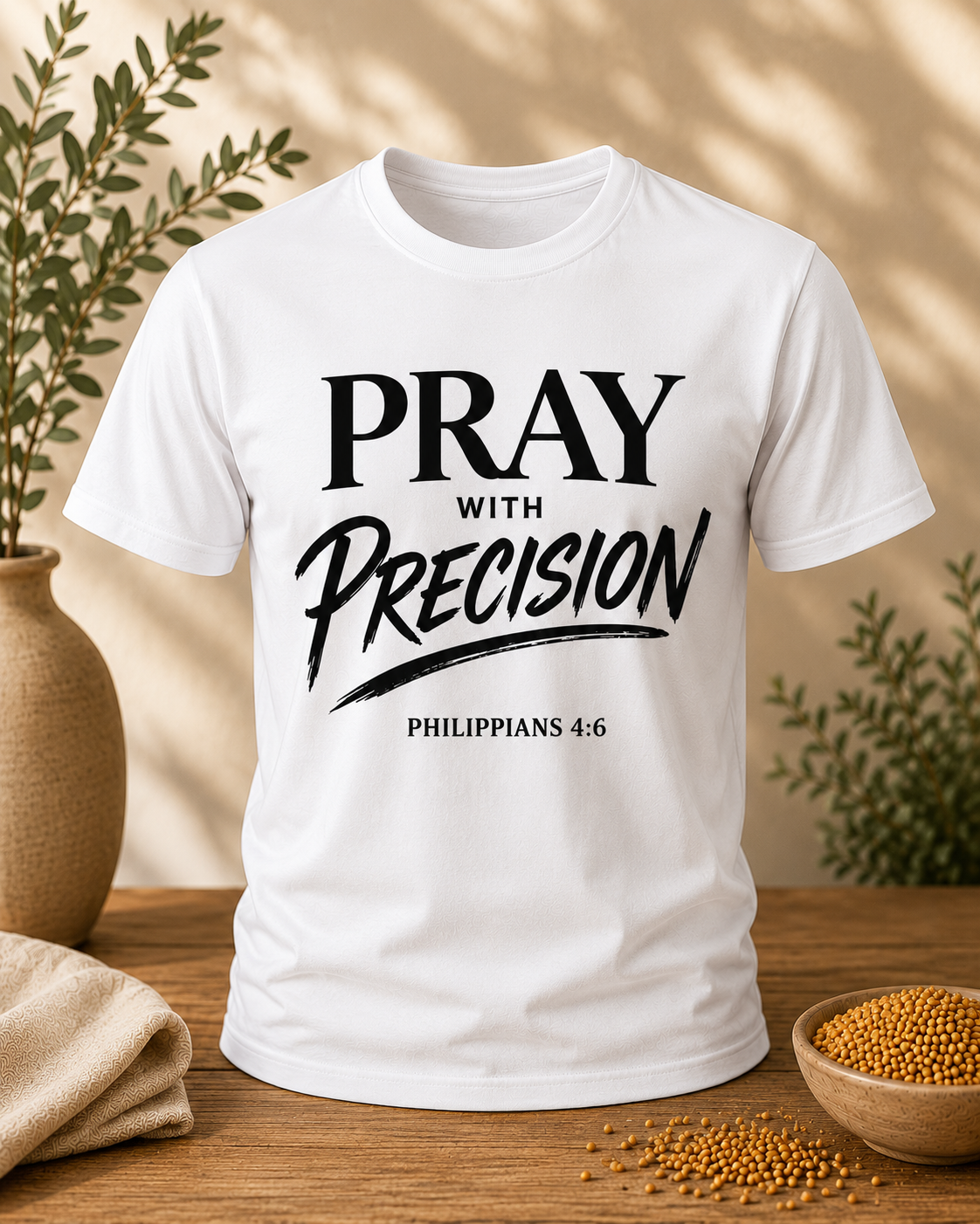 Pray With Precision – Philippians 4:6 Tee White